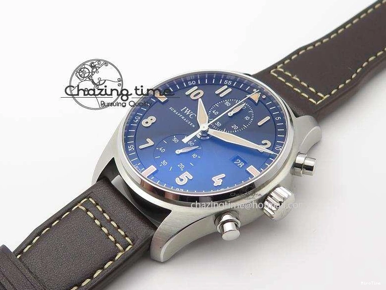 MIROTIME 0320 Pilot Chrono SS IW387808 CF3 ZF 1:1 Best Edition On Brown Leather Strap A Soft 7328